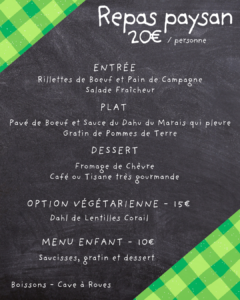 menu repas fermier paysan 21 juin